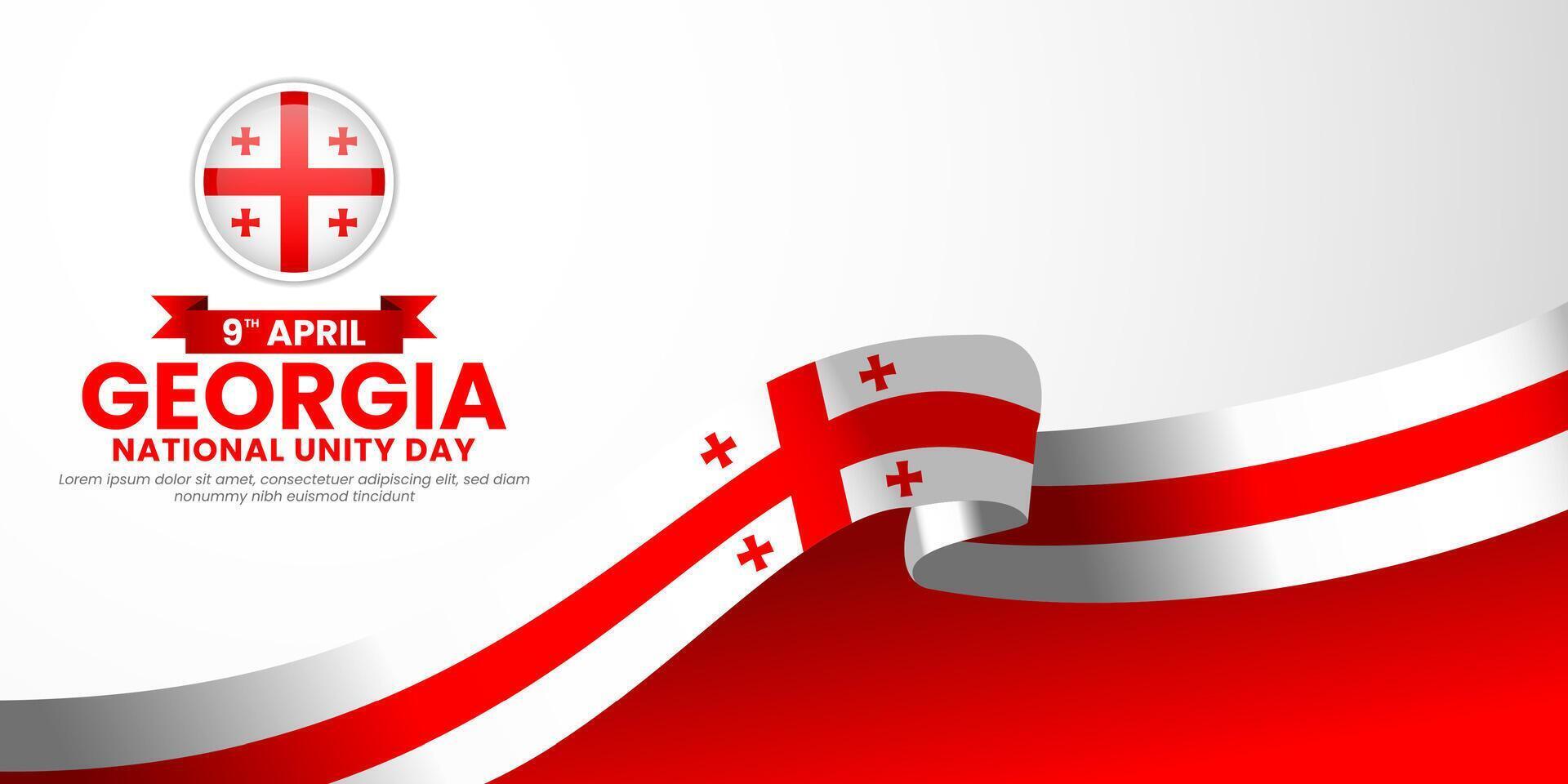 Georgia flag greeting card background for Georgian national unity day or independence day vector