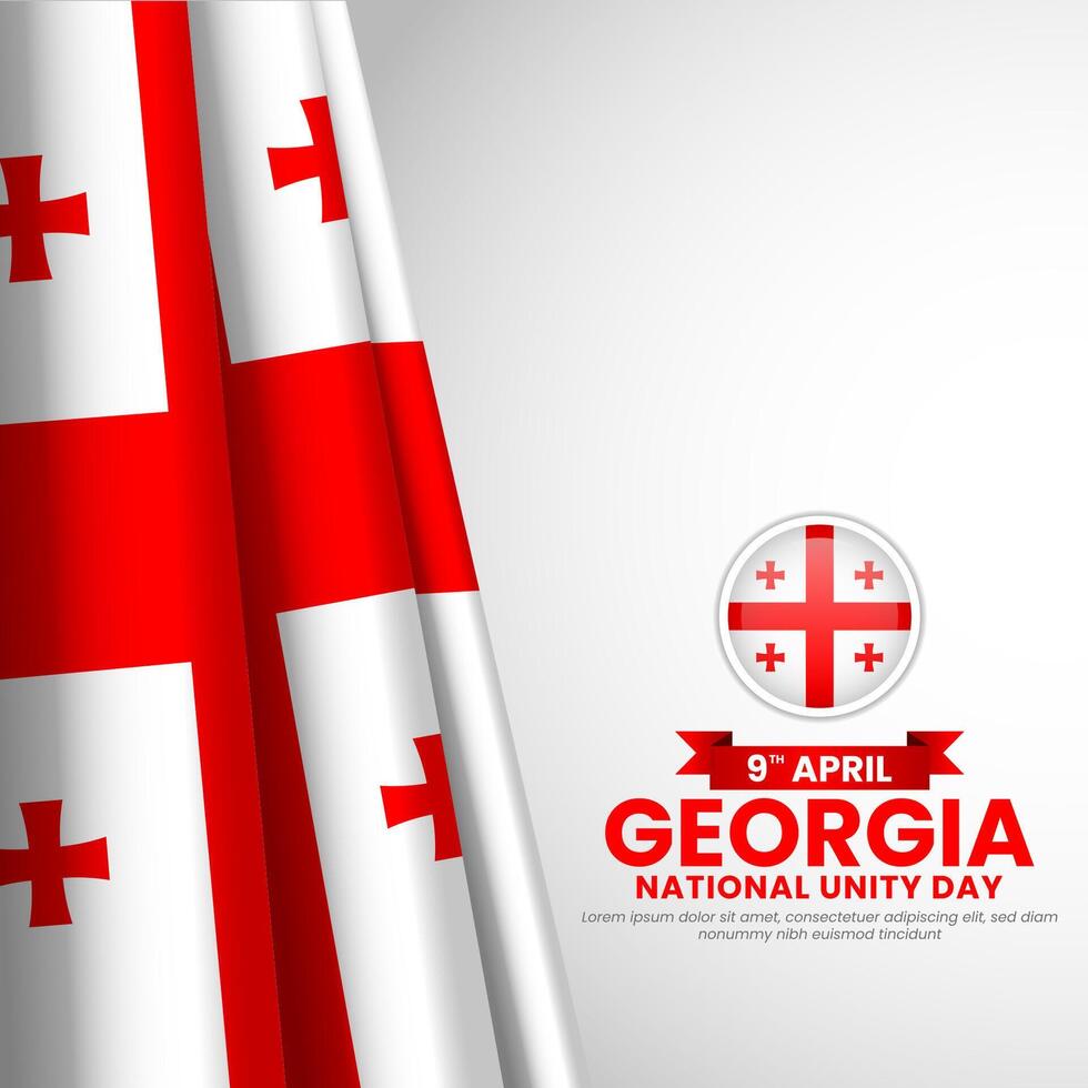 Georgia realistic flag square banner background for national unity day or independence day vector