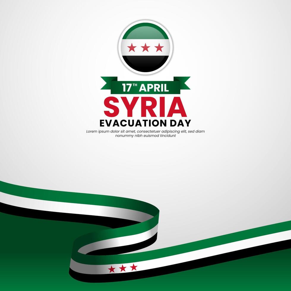 Syria Flag Waving Banner Background for Evacuation Day Concept Design with blank space area vector