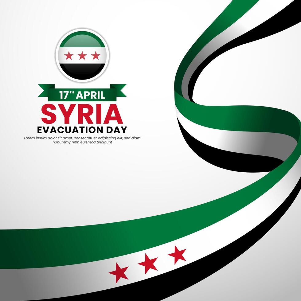 Syria Flag Square Banner Background for Evacuation Day Concept Design with blank space area vector