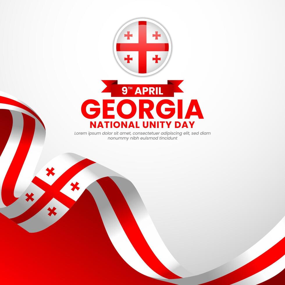 Georgia flag waving ribbon square background for National Unity Day Design Illustration vector