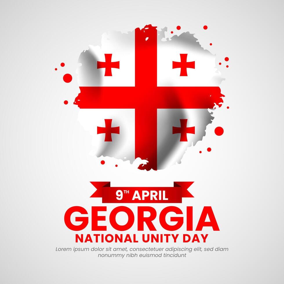 Georgia national unity day square banner background grunge brush style national flag vector