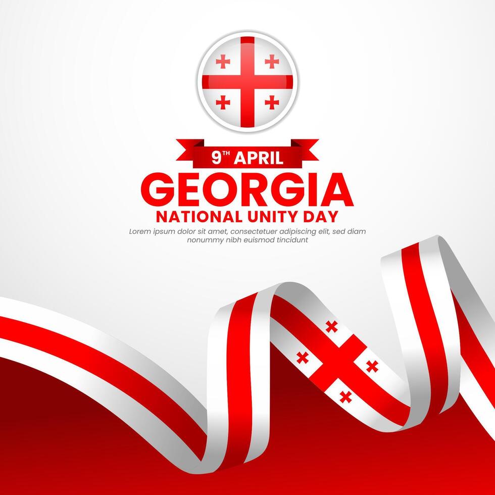 Georgia flag waving ribbon square banner background for national unity day or independence day vector