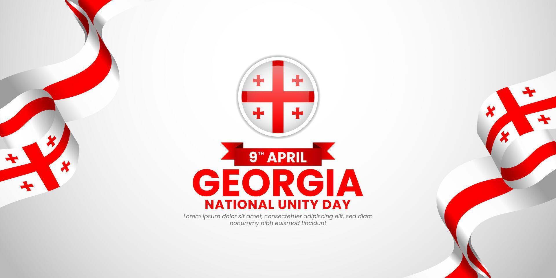 Georgia ribbon greeting card background with national flag template for independence day vector