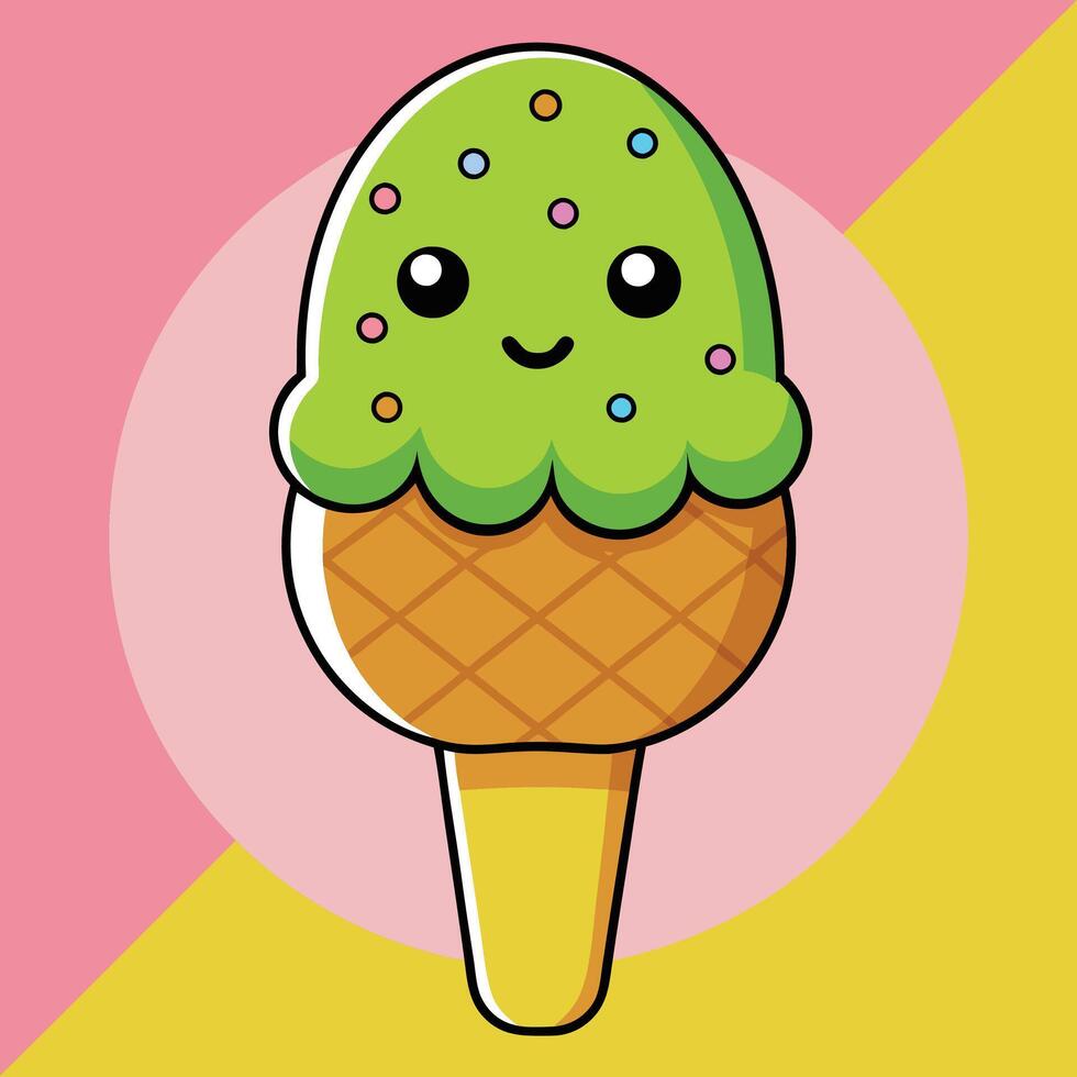 Funny melting ice cream drawing vector