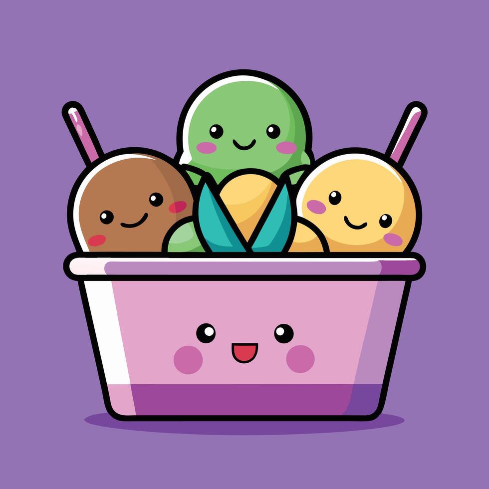 Soft serve ice cream with a smiling and joyful look vector