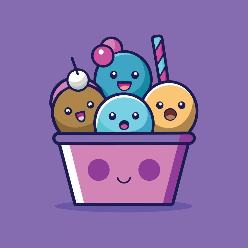 Cartoon-style ice cream with a cheerful and lively vibe vector