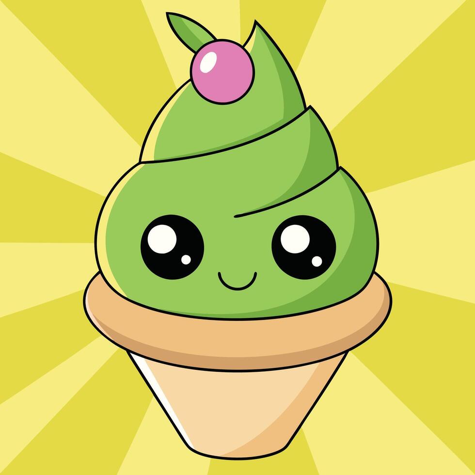 Ice cream cup with a cute spoon vector