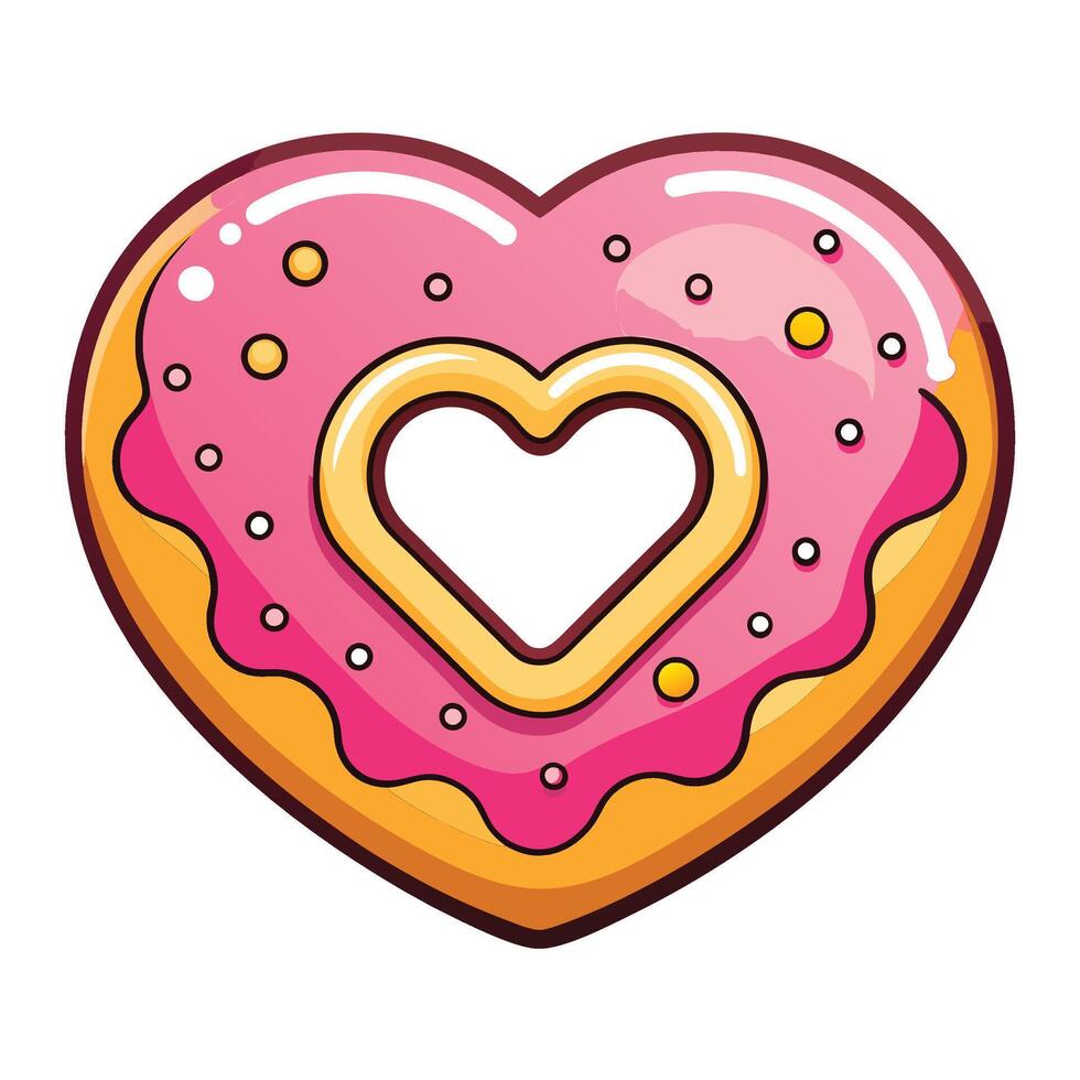 Glossy Heart Pastry with Sweet Coating vector