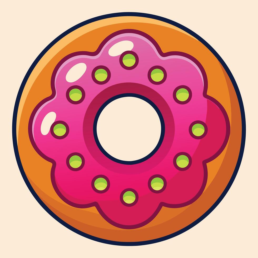 Pink Frosted Bakery Treat with a Simple Look vector