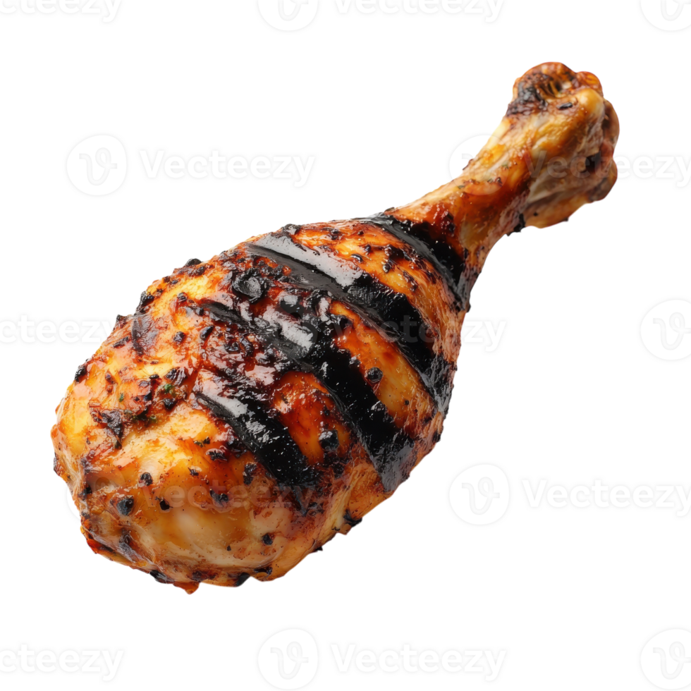 Grilled Chicken Drumstick Char Marks on transparent background. png