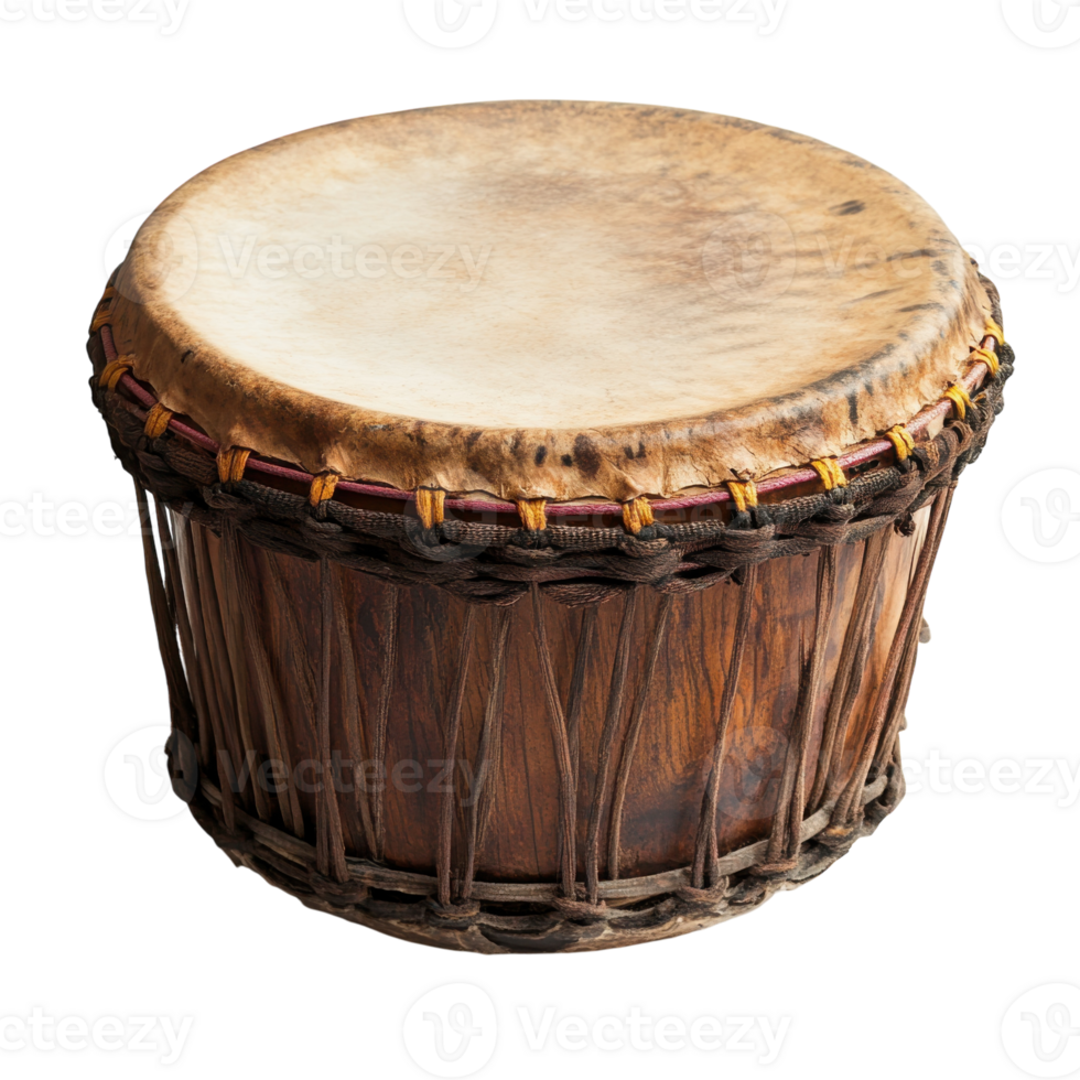 Closeup Drum Musical Instrument on transparent background. png