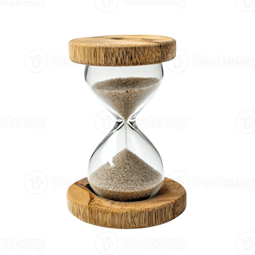 Sand Hourglass Time Concept on transparent background. png