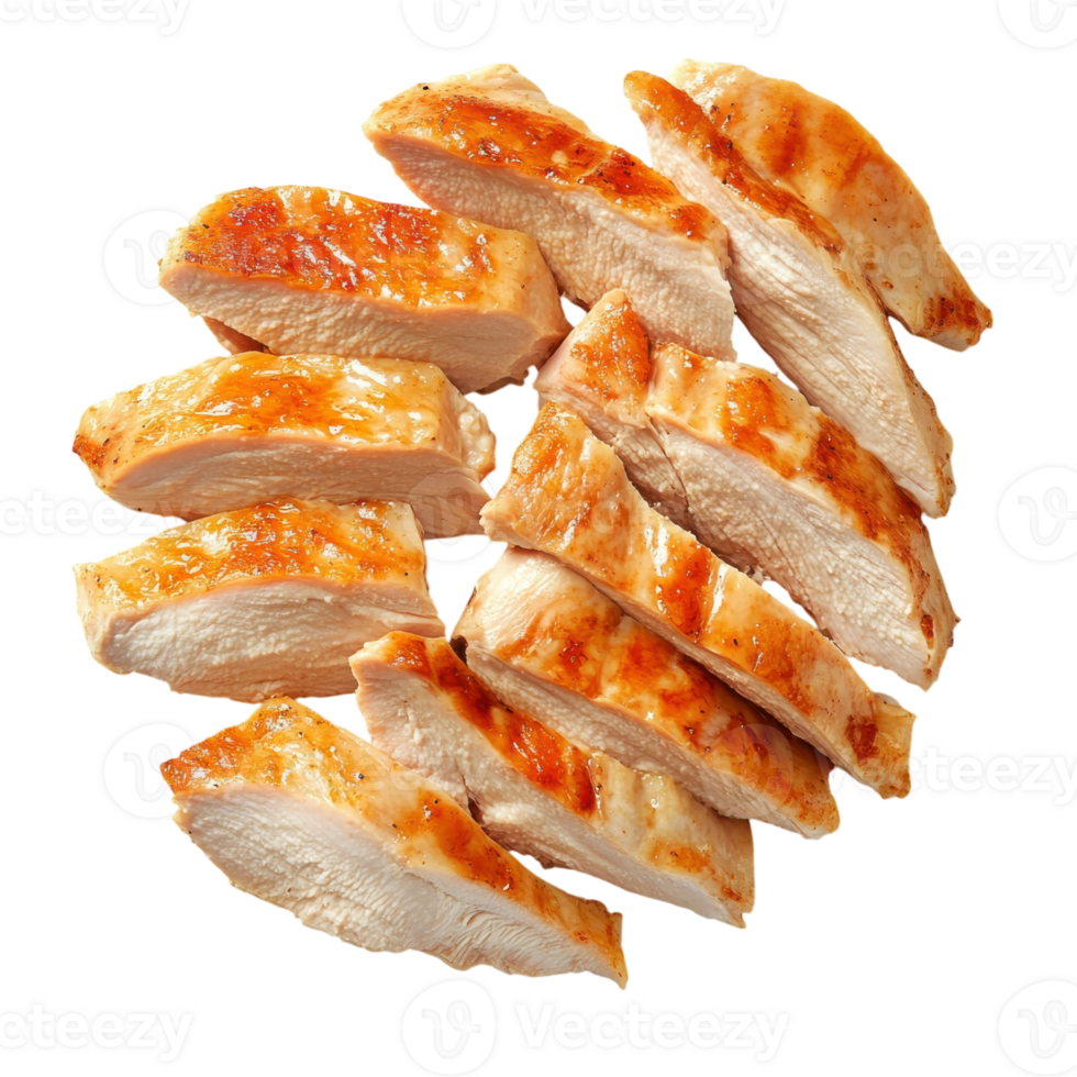 Roasted Chicken Breast Slices on transparent background. png