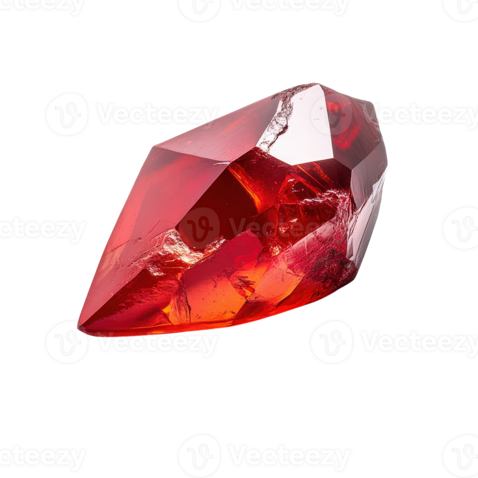 Red Gemstone Close up Shot on transparent background. png