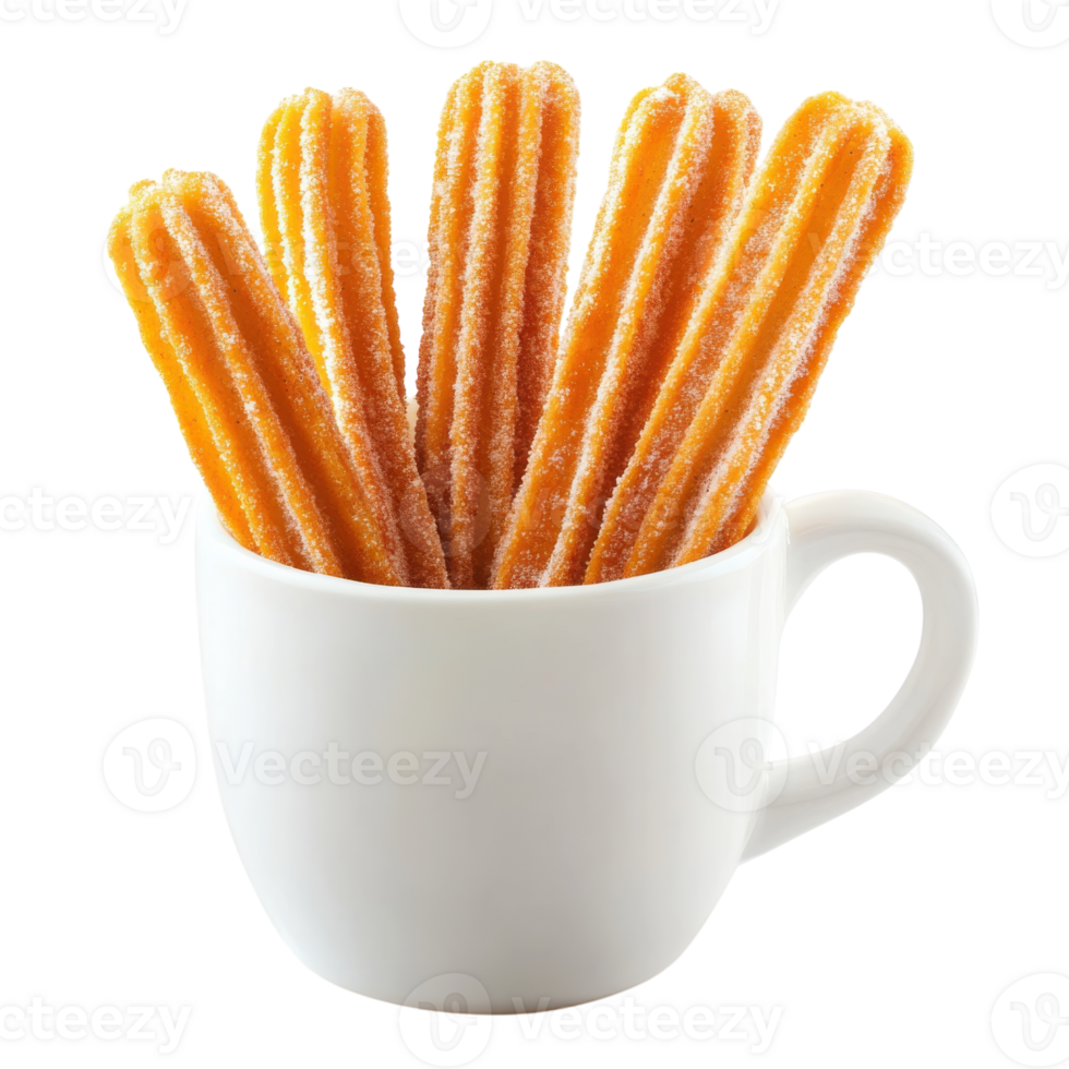Sweet Churros in White Cup on transparent background. png