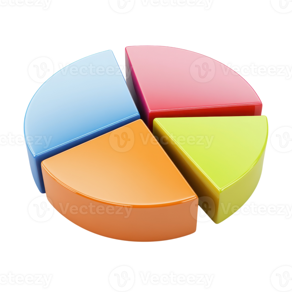 Colorful Pie Chart Data Graphic on transparent background. png