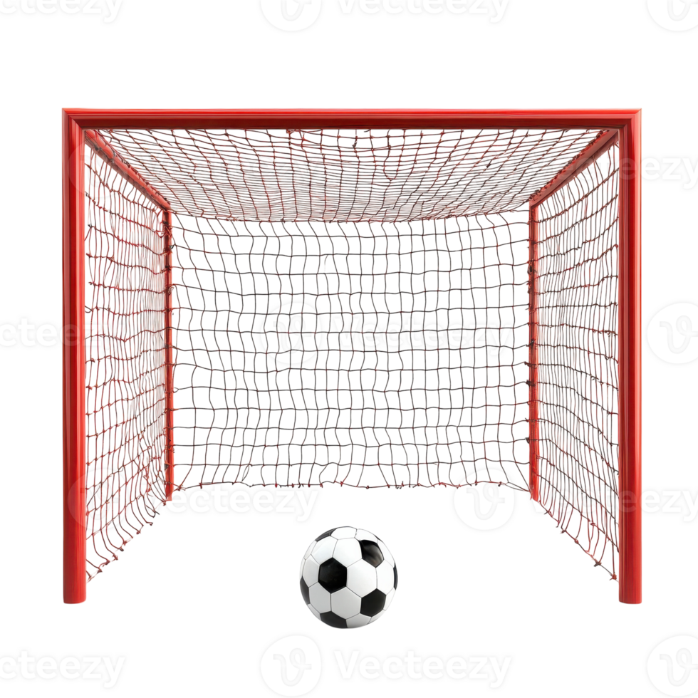 Soccer Goal Frame Action Shot on transparent background. png