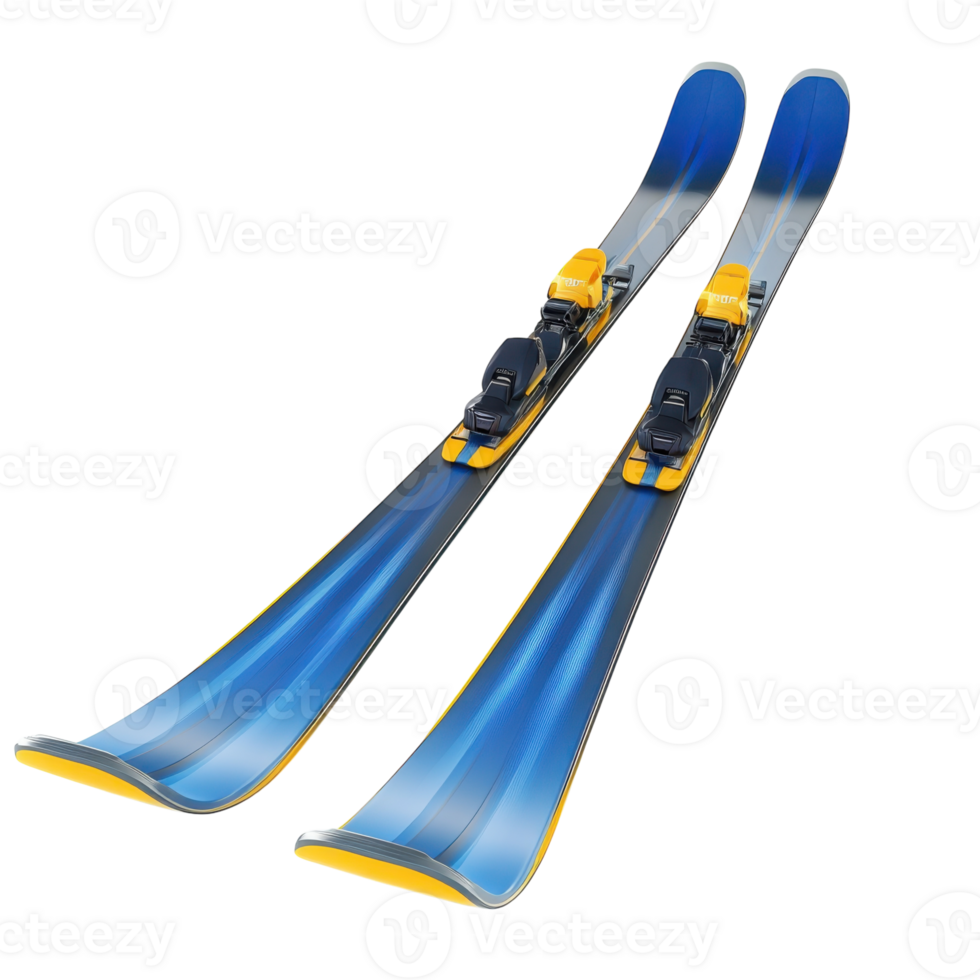 Blue Yellow Skis Winter Sports on transparent background. png