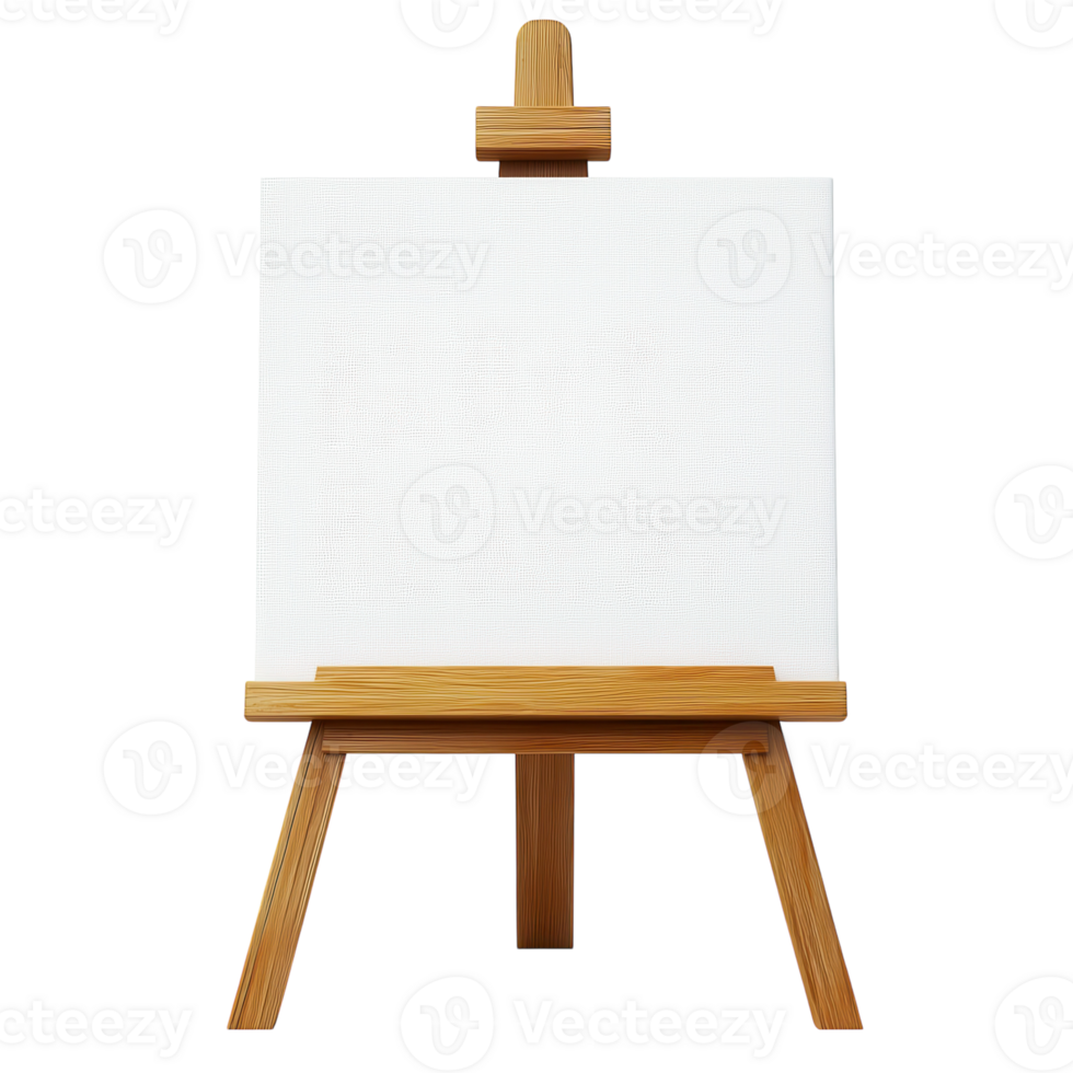 Wooden Easel with Blank Canvas on transparent background. png