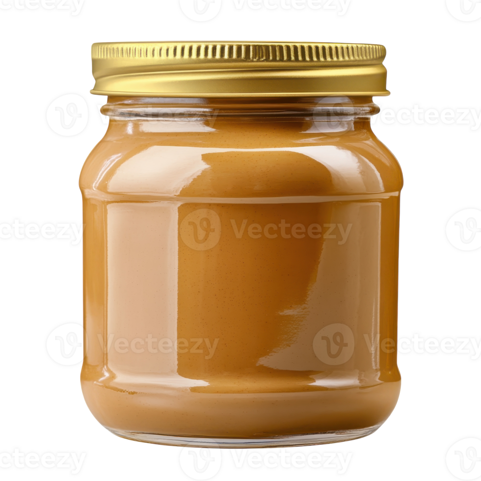 Creamy Peanut Butter in Jar on transparent background. png