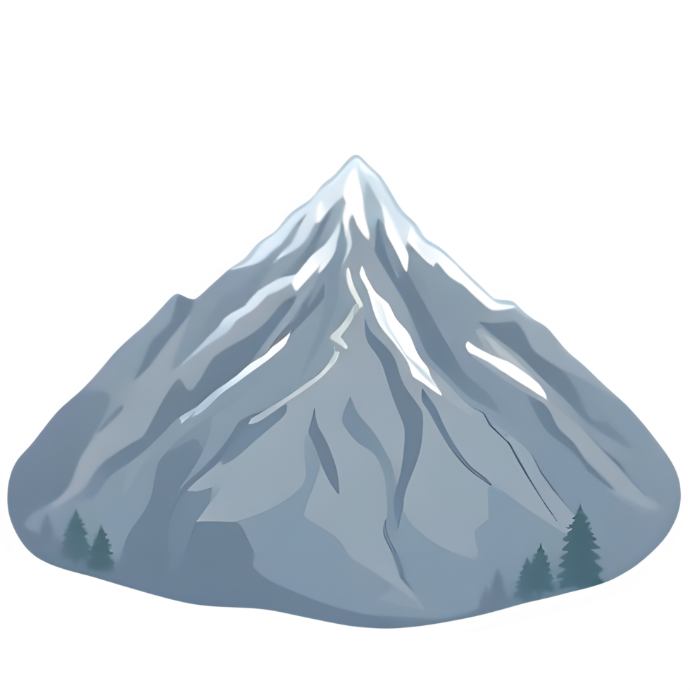 A mountain with snow on top and trees png