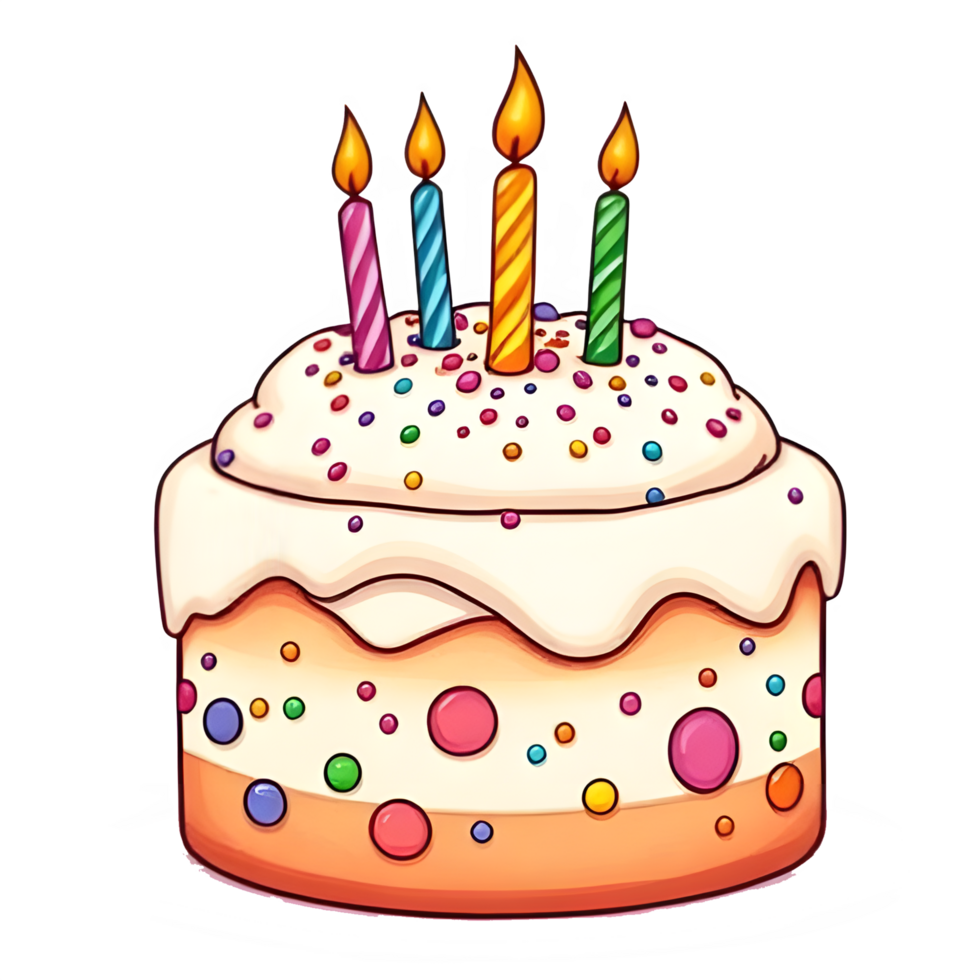 Cute Cartoon Cake Clipart Set with Sprinkles, Candles, and Colorful Frosting for Kids png