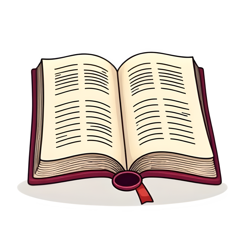 An open book with a red ribbon on it png