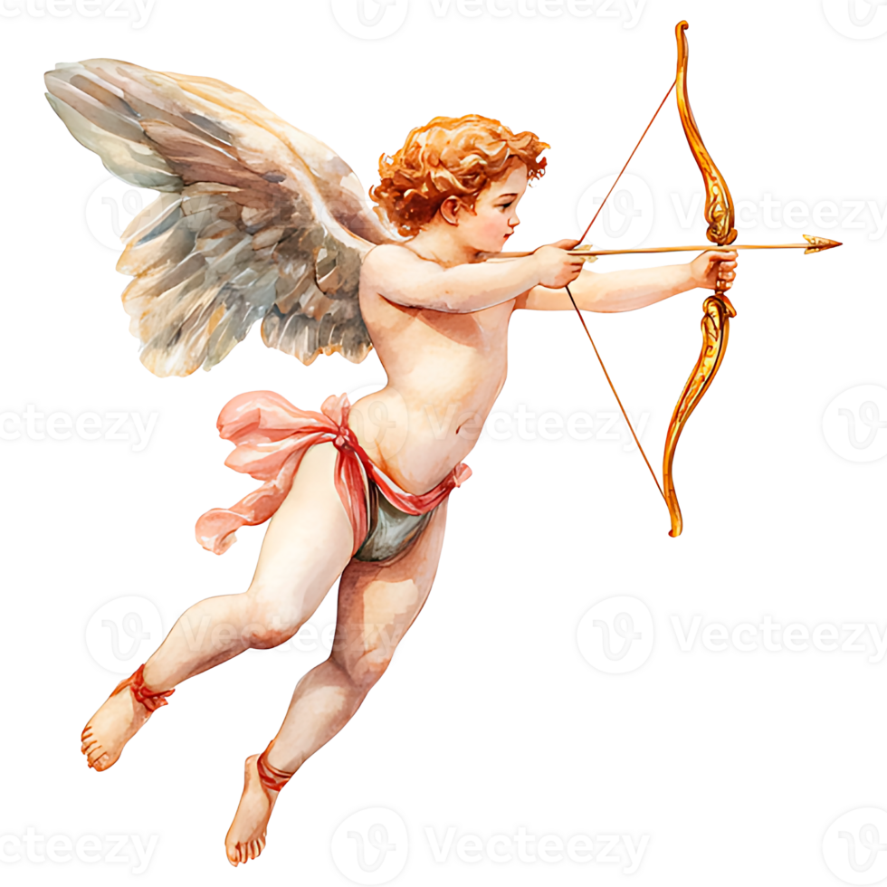 Watercolor painting god of love. png