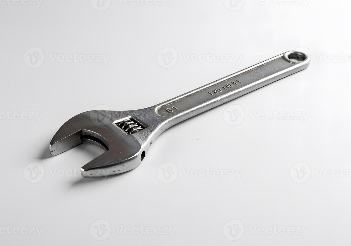 A Close-Up of an Adjustable Wrench on a White Background photo