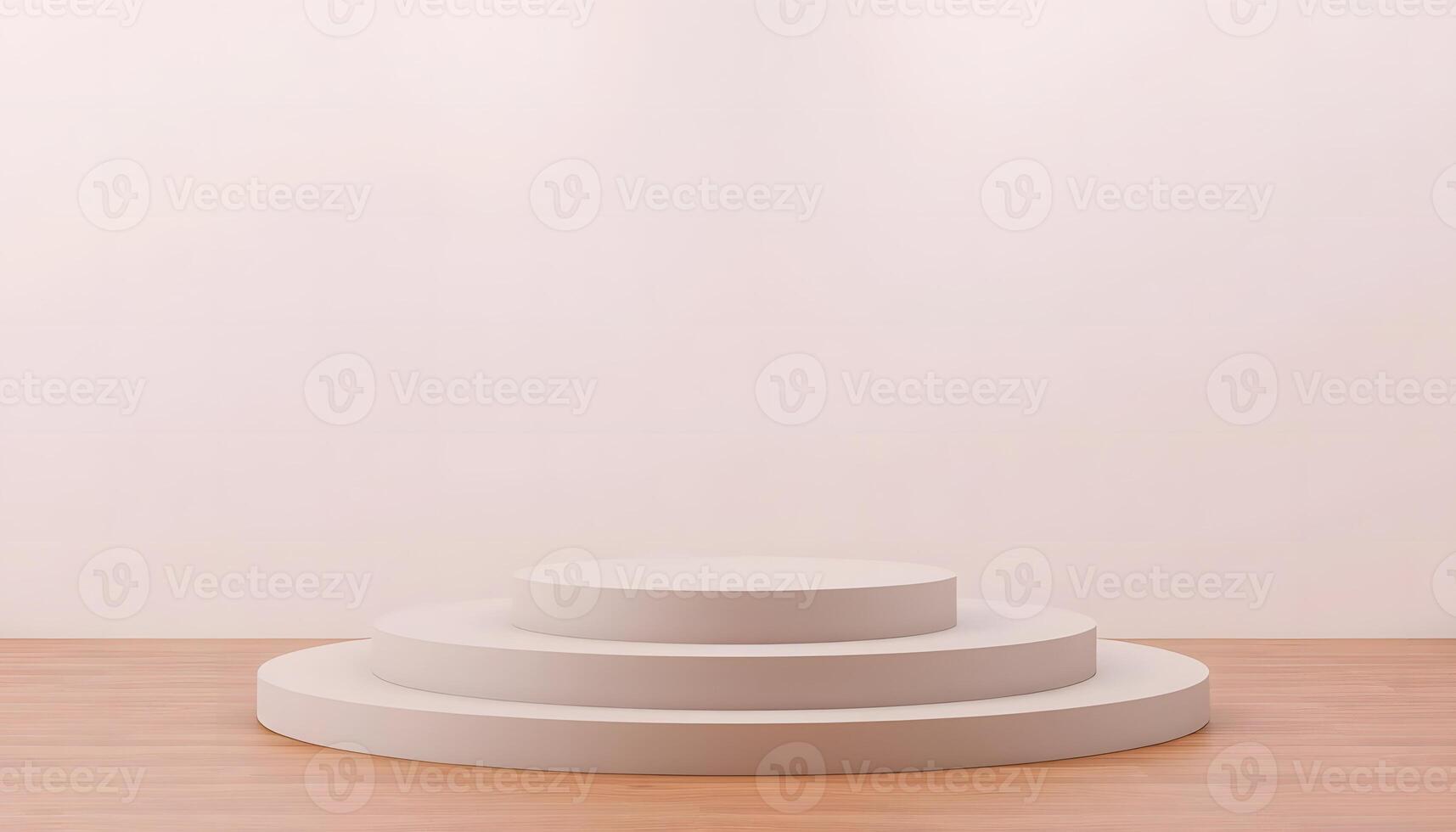 Minimalist White Platform on Wooden Floor Against a Light Pink Wall Elegant Display for Product Showcase or Presentation Product presentation, mock up, show cosmetic product, Podium, photo