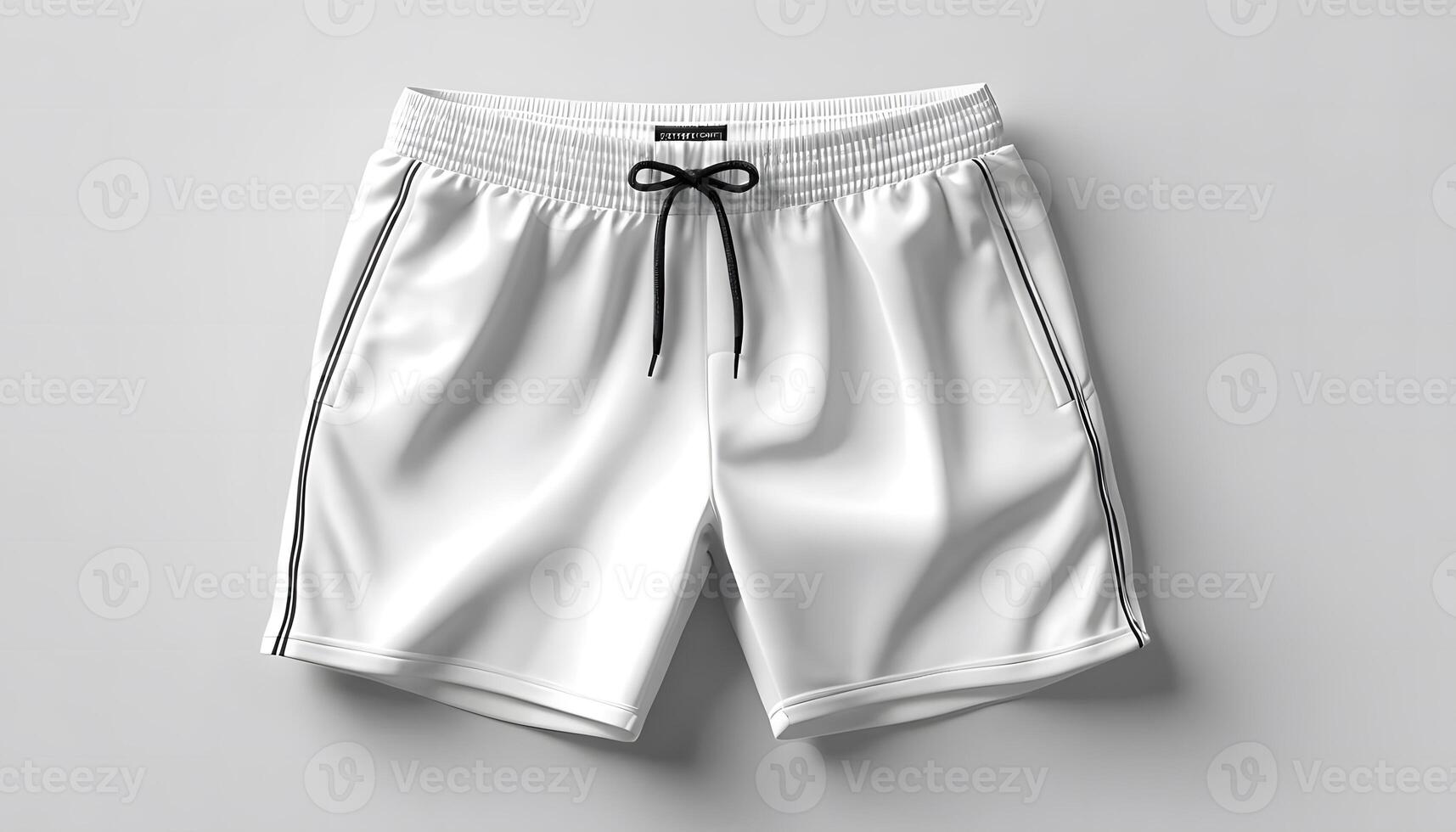 Stylish and Modern White Athletic Shorts with Black Accents Perfect for Summer Activities Mock up template for design print photo