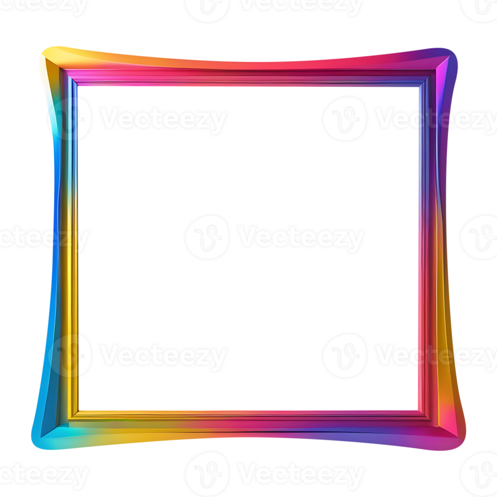 Rainbow colored frame on a transparent background png