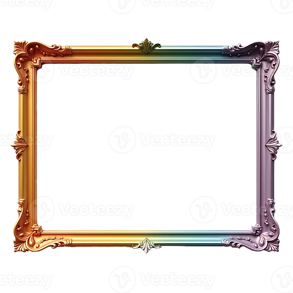 Colorful frame with a gold and silver design png