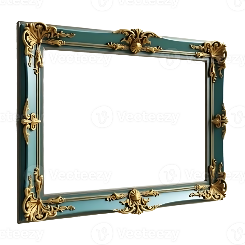 a green and gold frame with ornate design png