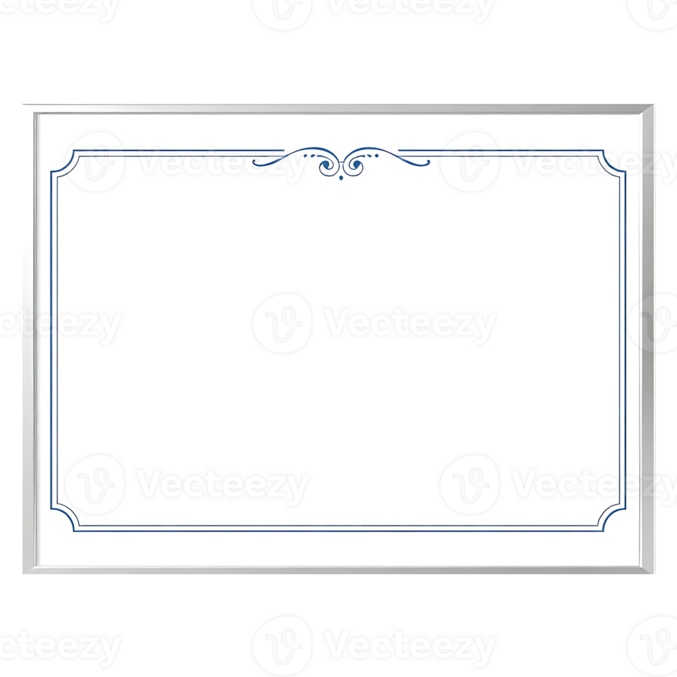 a blank frame with blue border on a transparent background png