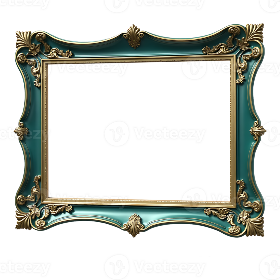 Green and gold frame with ornate design png