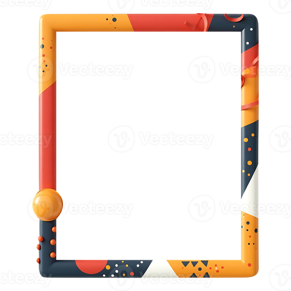 a colorful frame with a black and orange design png