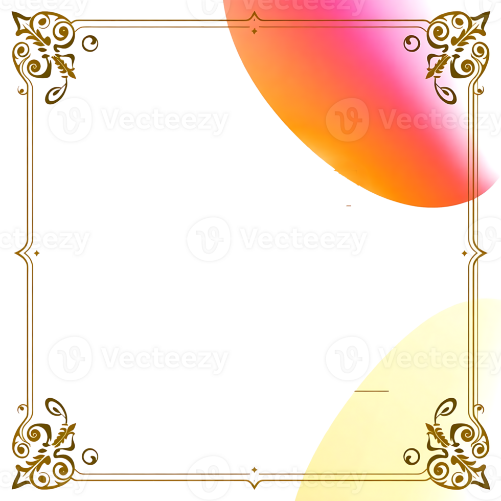 golden frame with a pink and orange background png