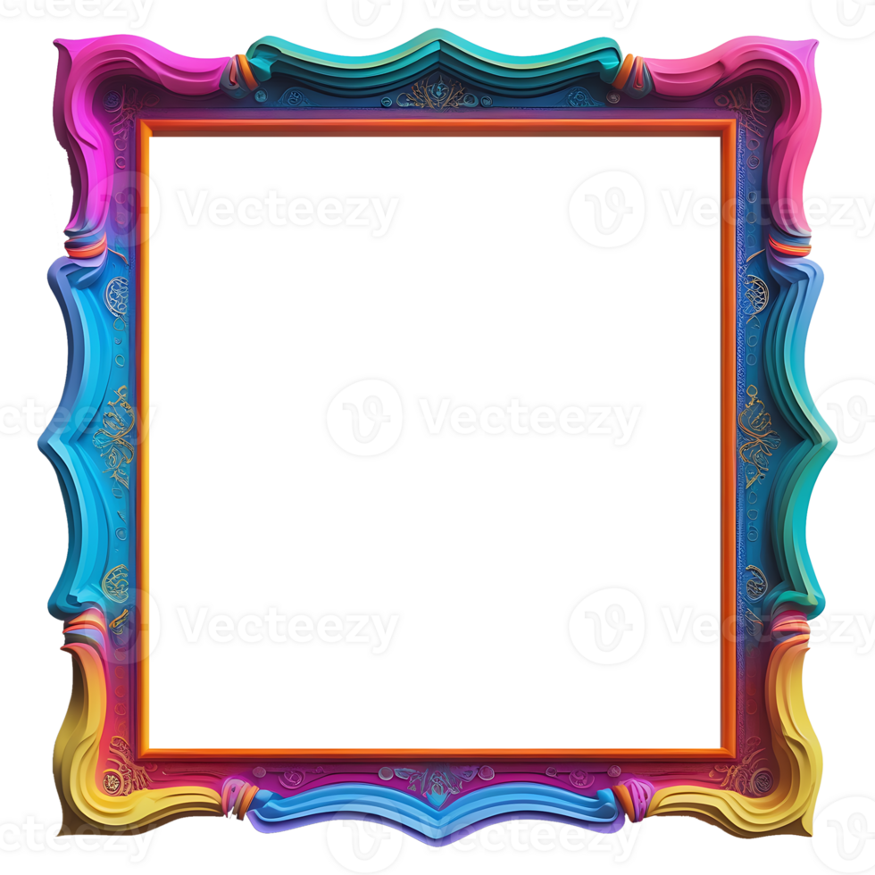 colorful picture frame with a transparent background png