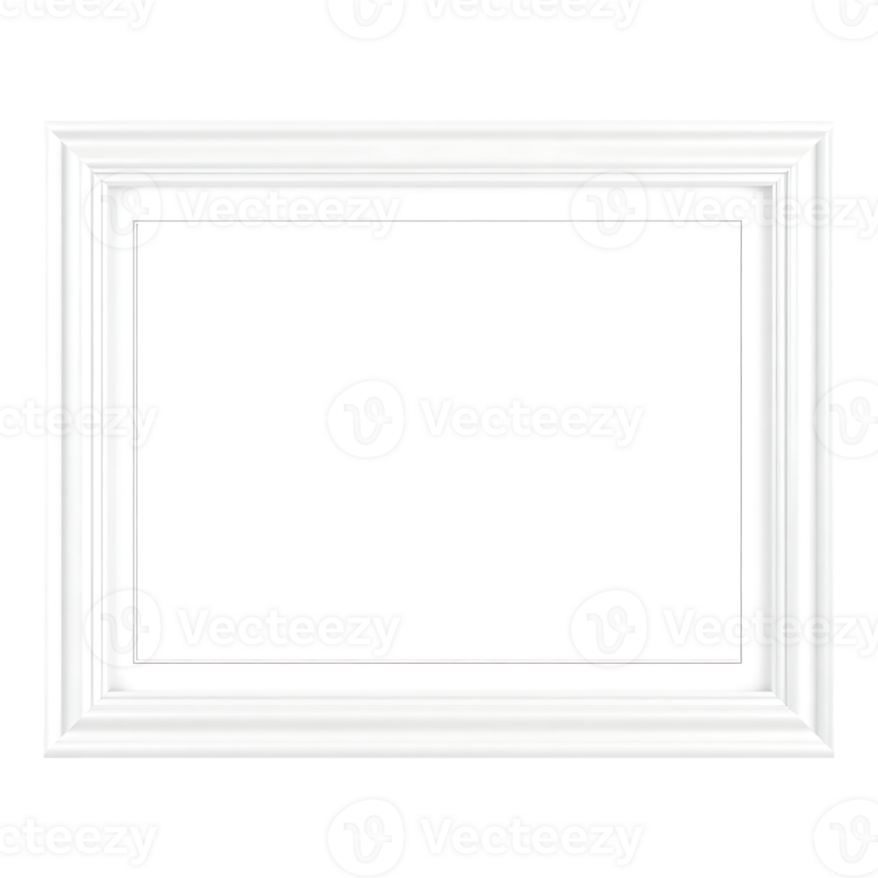 white photo frame on transparent background png