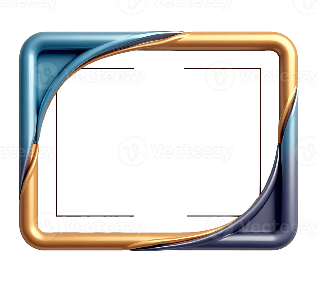 a blue and gold frame with a curved edge png