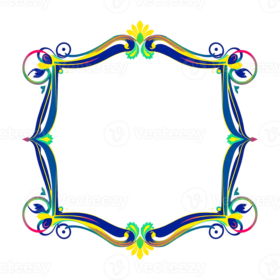 a colorful frame with swirls and swirls on a transparent background png