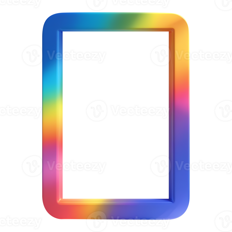 Rainbow colored frame on transparent background png