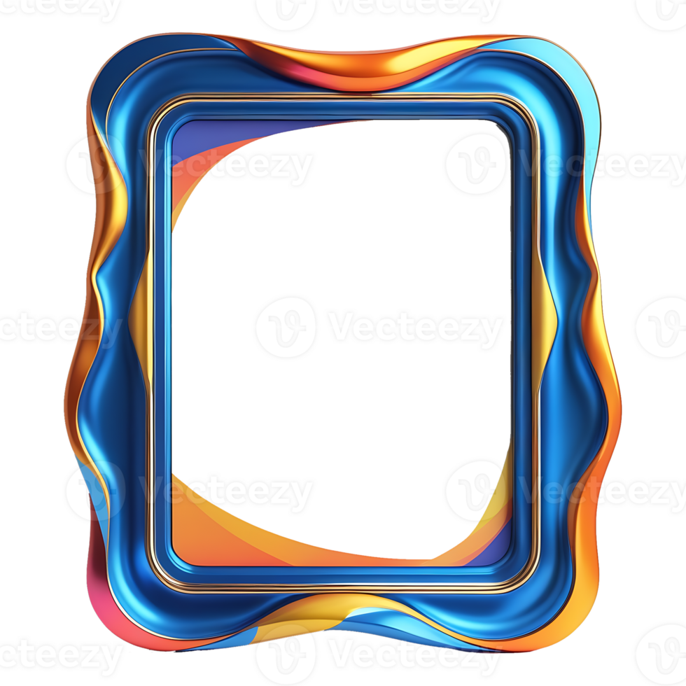 a colorful frame with a blue and orange design png