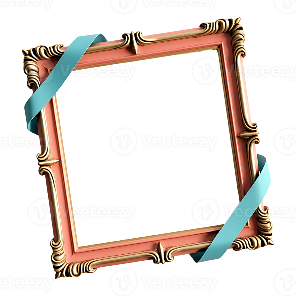 a pink frame with blue ribbon on it png