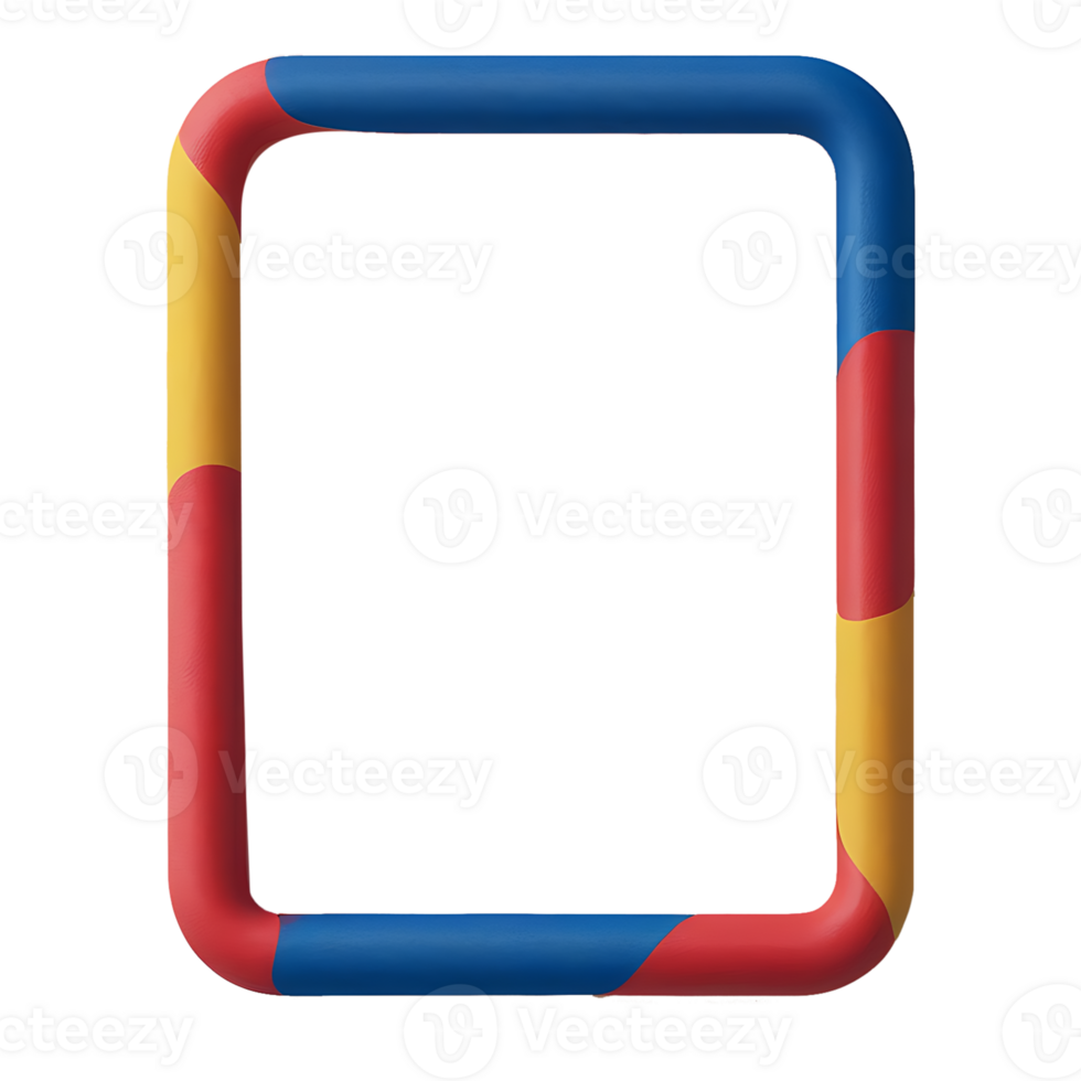 a colorful plastic frame with a red, yellow and blue border png