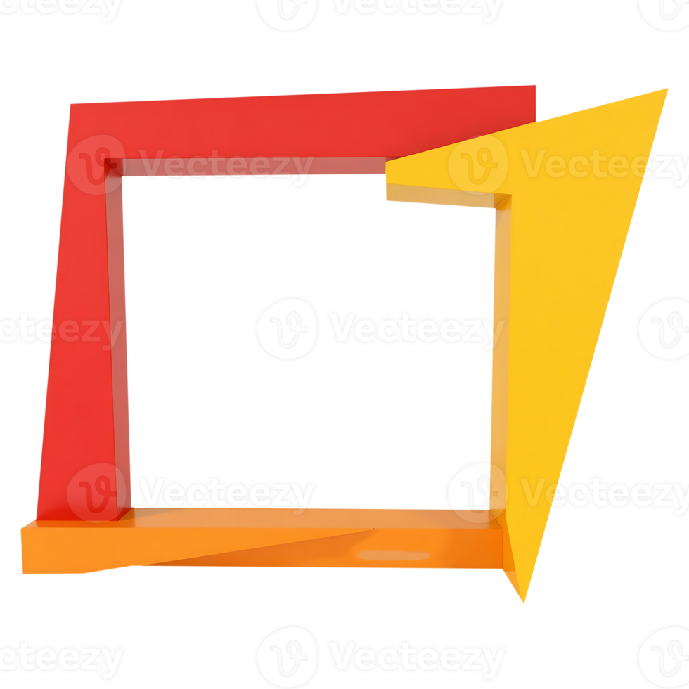 a red and yellow frame with an arrow on it png