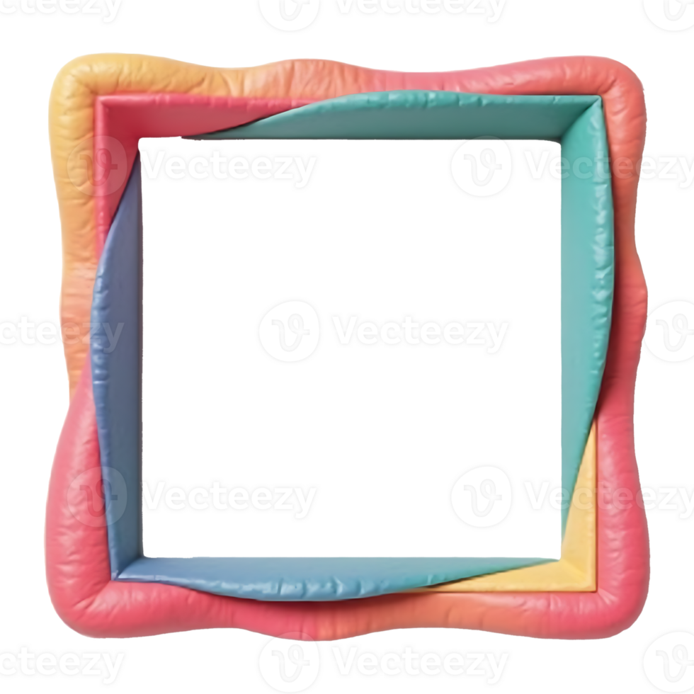 a colorful square frame with a transparent background png