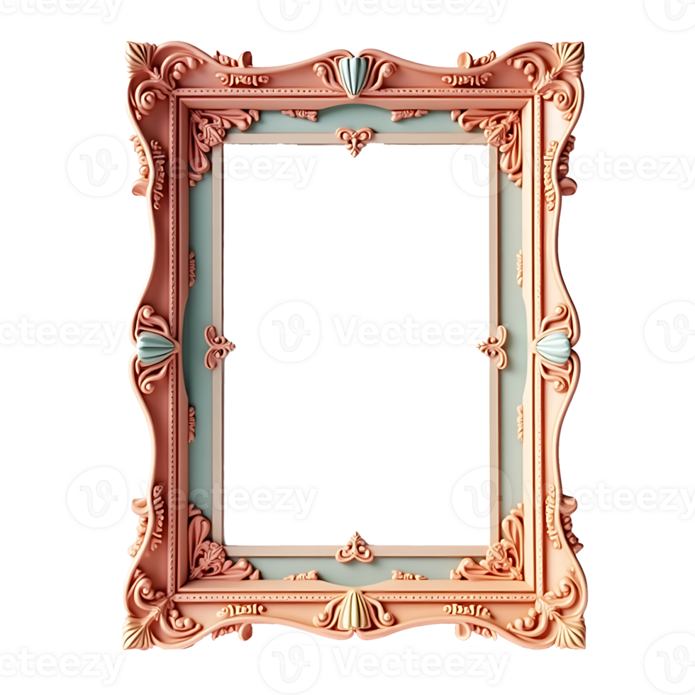 an old pink and blue frame on a transparent background png